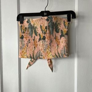 American Eagle Strapless Crop Topical Tie Back Shirt - Small